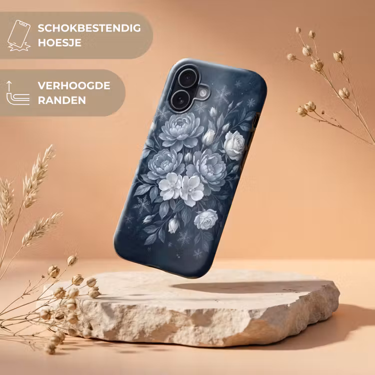 Bloemen - Boeket - Winter - Abstract - Blauw Toughcase MagSafe Apple iPhone 17 klein -USP_RandenV_NL