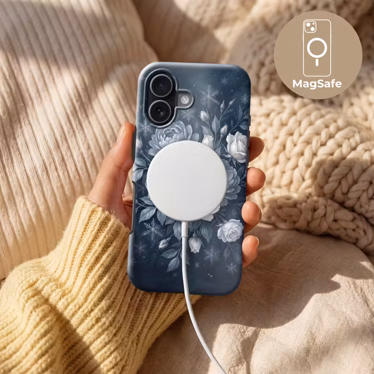 Bloemen - Boeket - Winter - Abstract - Blauw Toughcase MagSafe Apple iPhone 17 klein -USP_MagsafeV