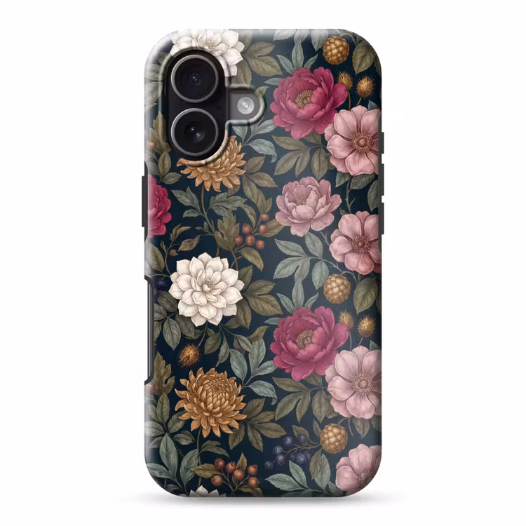 Bloemen - Botanisch - Illustratie - Donker - Vintage Toughcase MagSafe Apple iPhone 17 klein -3d