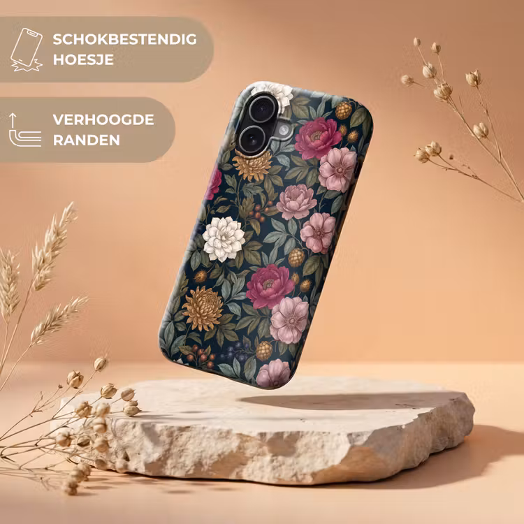 Bloemen - Botanisch - Illustratie - Donker - Vintage Toughcase MagSafe Apple iPhone 17 klein -USP_RandenV_NL
