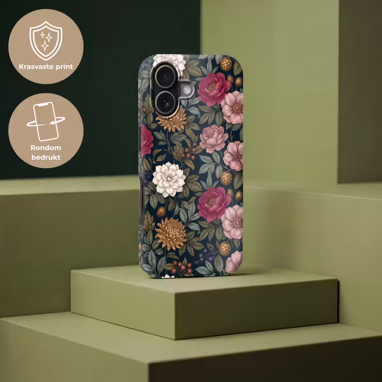 Bloemen - Botanisch - Illustratie - Donker - Vintage Toughcase MagSafe Apple iPhone 17 klein -USP_PrintM_NL