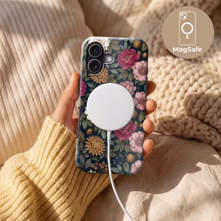 Bloemen - Botanisch - Illustratie - Donker - Vintage Toughcase MagSafe Apple iPhone 17 klein -USP_MagsafeV