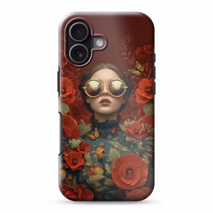 Bloemen - Dieprood - Zonnebril - Vrouw Toughcase MagSafe Apple iPhone 17 klein -3d