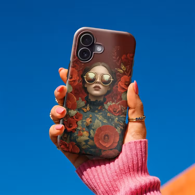 Bloemen - Dieprood - Zonnebril - Vrouw Toughcase MagSafe Apple iPhone 17 klein -Sfeer1V