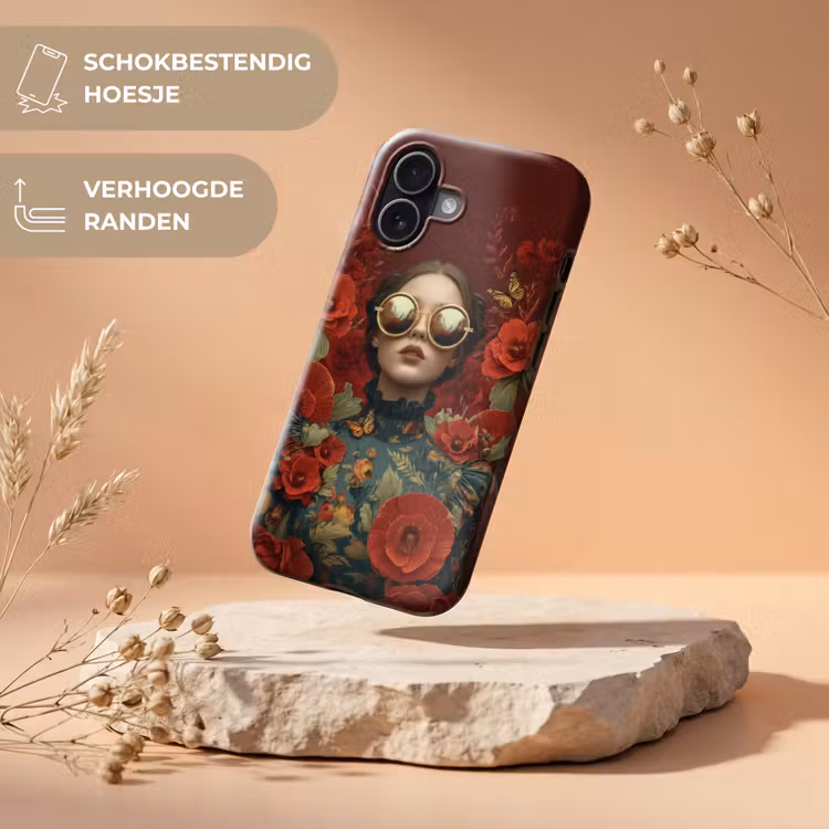 Bloemen - Dieprood - Zonnebril - Vrouw Toughcase MagSafe Apple iPhone 17 klein -USP_RandenV_NL