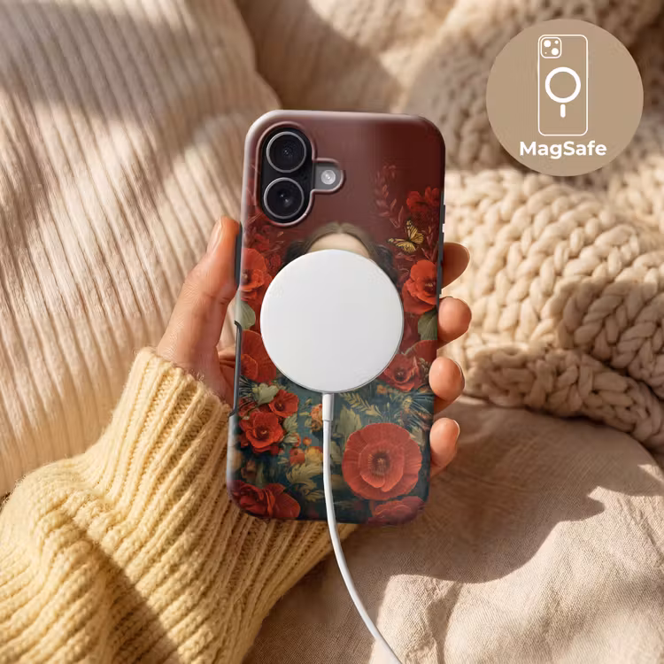 Bloemen - Dieprood - Zonnebril - Vrouw Toughcase MagSafe Apple iPhone 17 klein -USP_MagsafeV