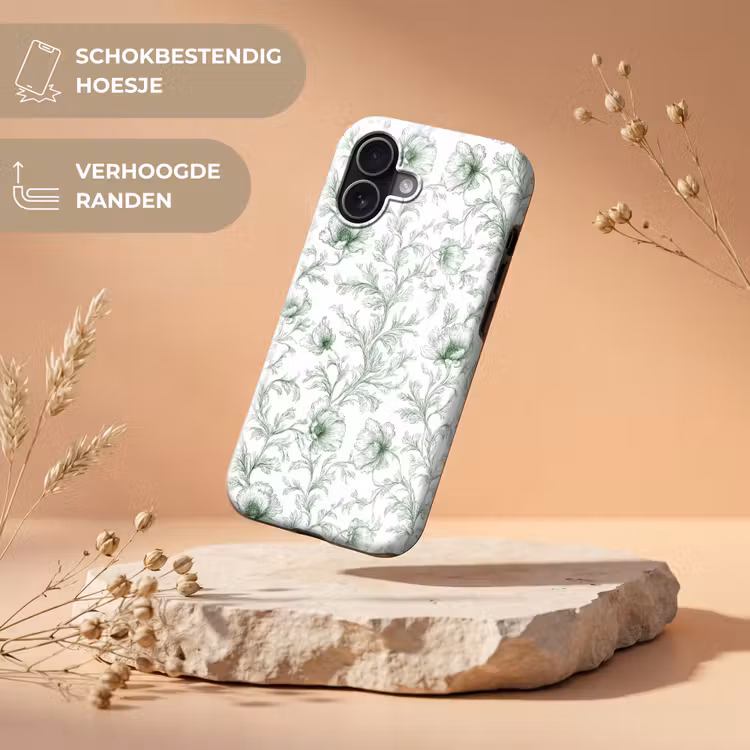 Bloemen - Getekend - Groen Toughcase MagSafe Apple iPhone 17 klein 1017 -USP_RandenV_NL