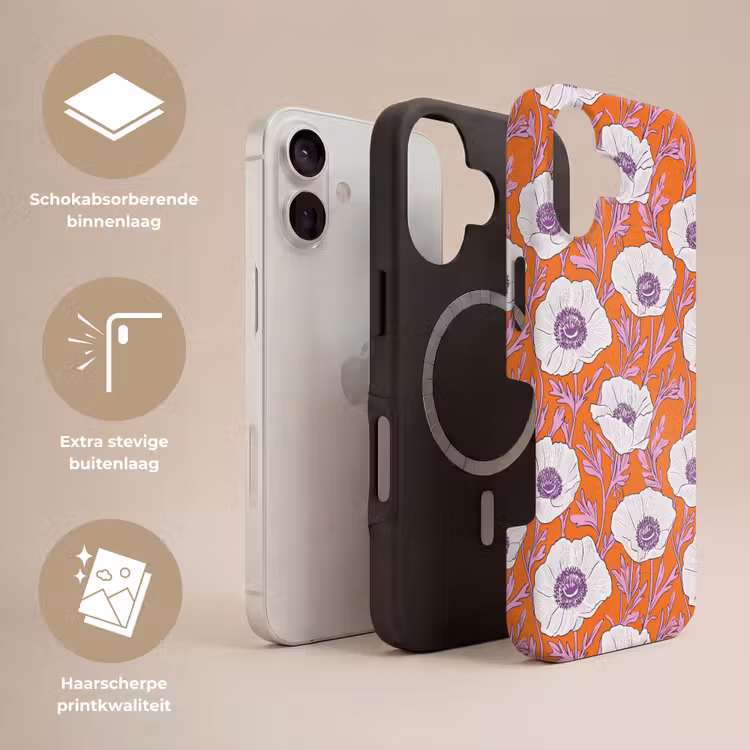 Bloemen - Grafisch - Oranje Toughcase MagSafe Apple iPhone 17 klein 1017 -USP_Lagen_NL