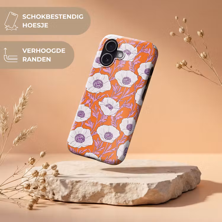 Bloemen - Grafisch - Oranje Toughcase MagSafe Apple iPhone 17 klein 1017 -USP_RandenV_NL