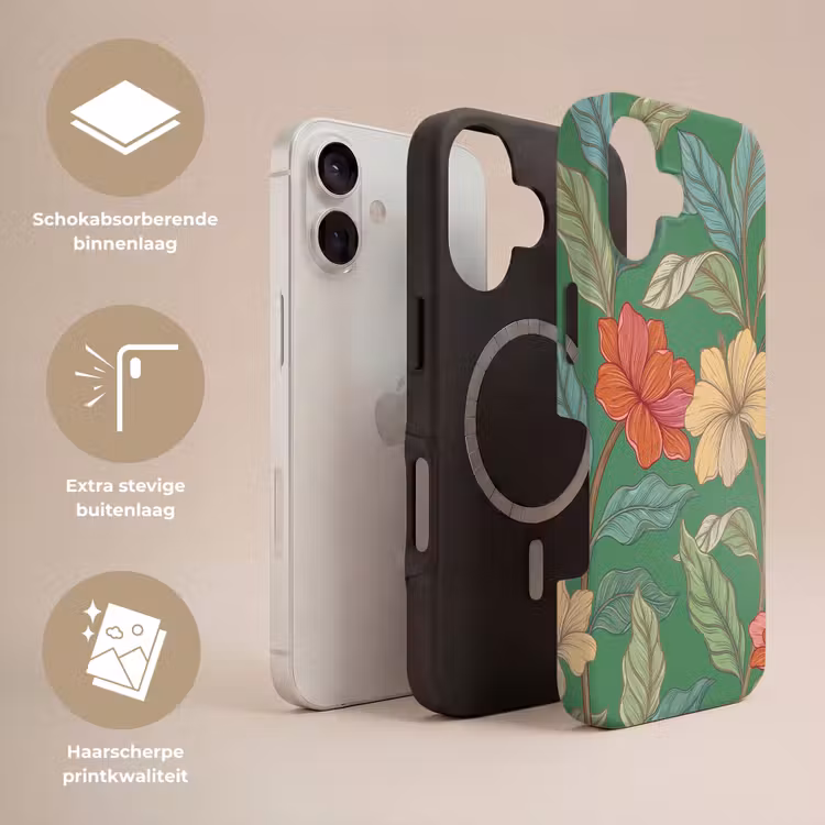 Telefoonhoesje Toughcase - Bloemen - Groen - Illustratie - Bloemen - Groen - Illustratie Toughcase MagSafe Apple iPhone 17 klein