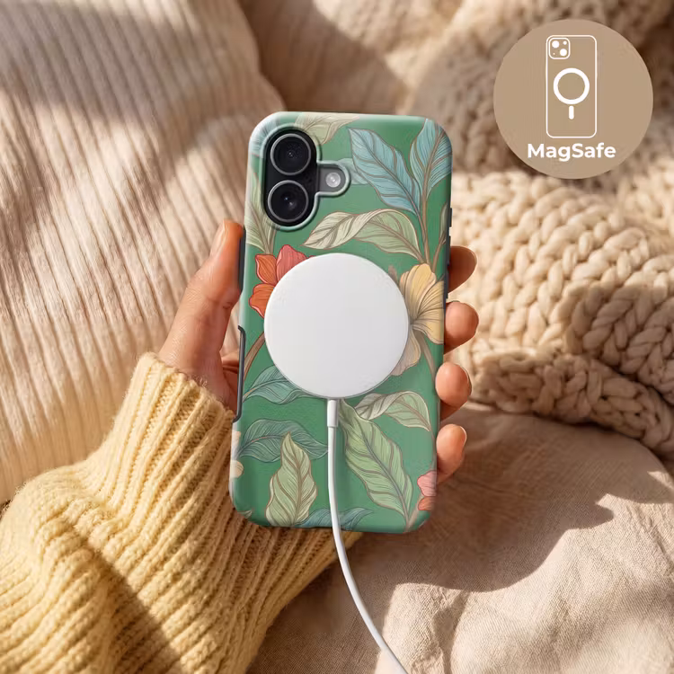 Telefoonhoesje Toughcase - Bloemen - Groen - Illustratie - Bloemen - Groen - Illustratie Toughcase MagSafe Apple iPhone 17 klein