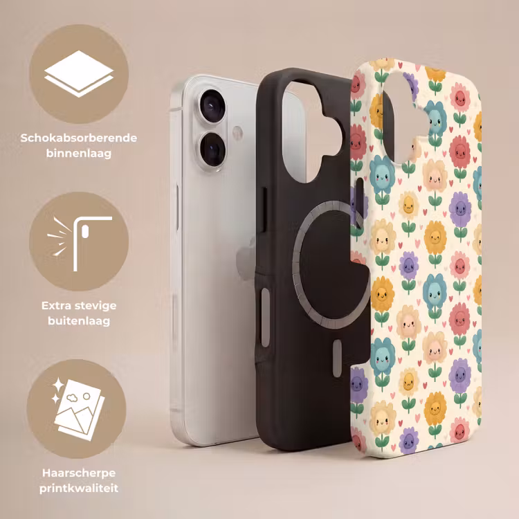 Bloemen - Hartjes - Kleurrijk Toughcase MagSafe Apple iPhone 17 klein 1017 -USP_Lagen_NL