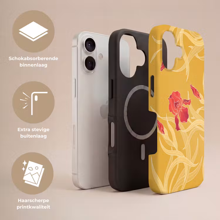 Telefoonhoesje Toughcase - Bloemen - Illustratie - Rood - Bloemen - Illustratie - Rood Toughcase MagSafe Apple iPhone 17 klein
