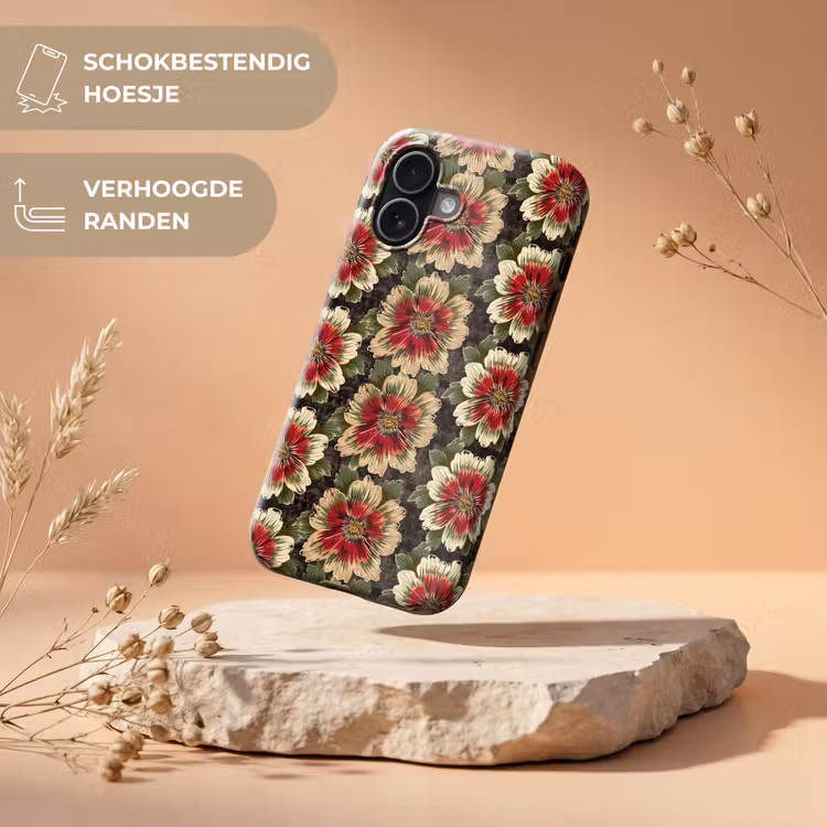 Bloemen - Klassiek - Patroon - Rood Toughcase MagSafe Apple iPhone 17 klein 1017 -USP_RandenV_NL