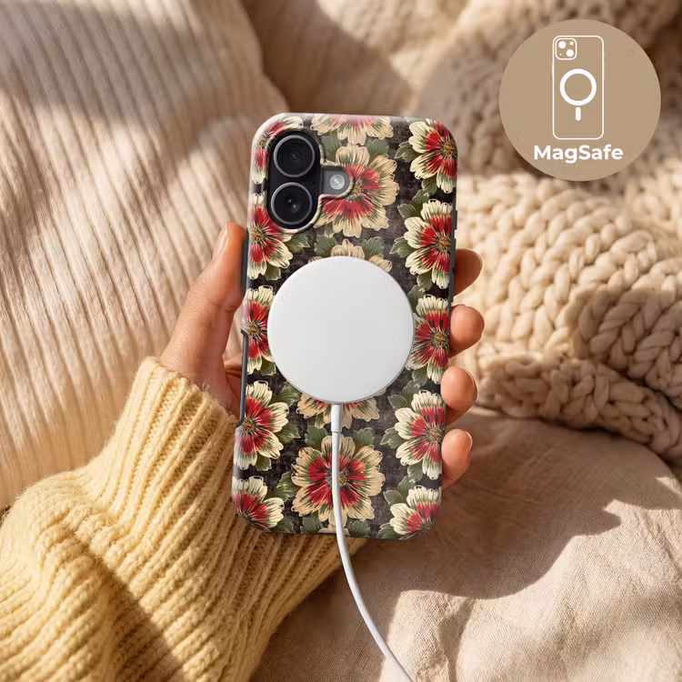 Bloemen - Klassiek - Patroon - Rood Toughcase MagSafe Apple iPhone 17 klein 1017 -USP_MagsafeV