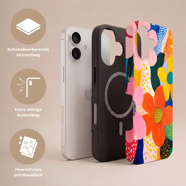 Bloemen - Kleurrijk - Stippen Toughcase MagSafe Apple iPhone 17 klein -USP_Lagen_NL