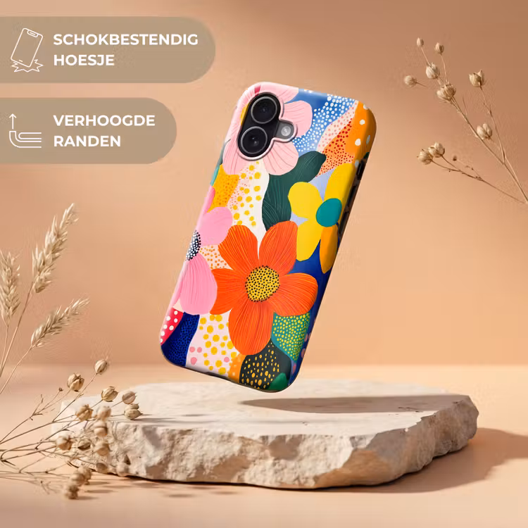 Bloemen - Kleurrijk - Stippen Toughcase MagSafe Apple iPhone 17 klein -USP_RandenV_NL