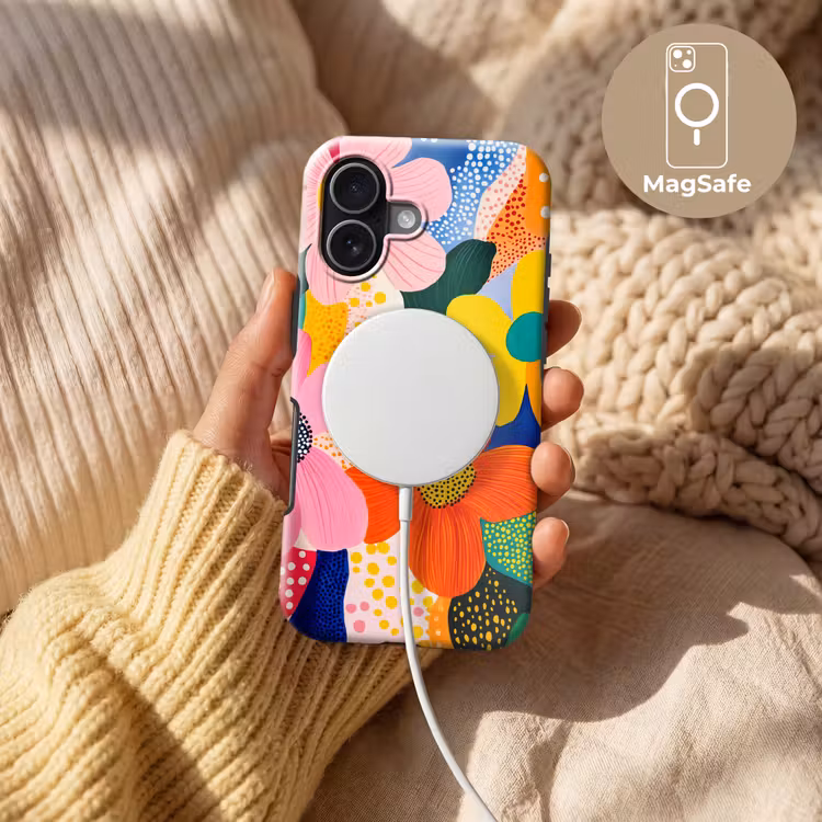 Bloemen - Kleurrijk - Stippen Toughcase MagSafe Apple iPhone 17 klein -USP_MagsafeV