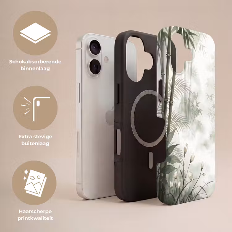 Bloemen - Knop - Tuin - Illustratie - Wit Toughcase MagSafe Apple iPhone 17 klein -USP_Lagen_NL