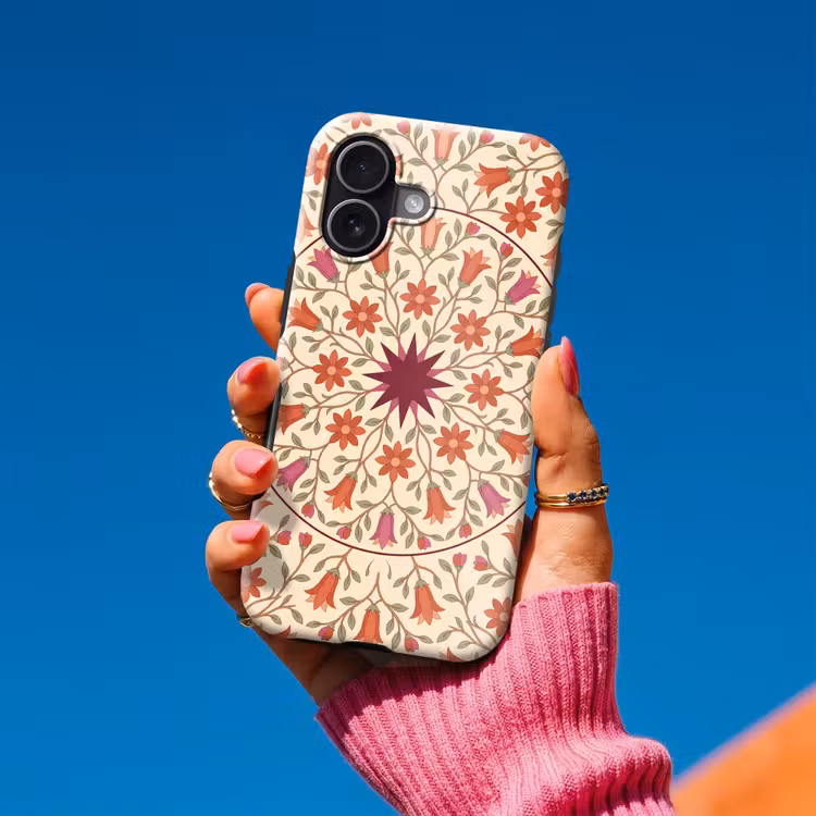 Bloemen - Mandala - Decoratief - Rood Toughcase MagSafe Apple iPhone 17 klein -Sfeer1V