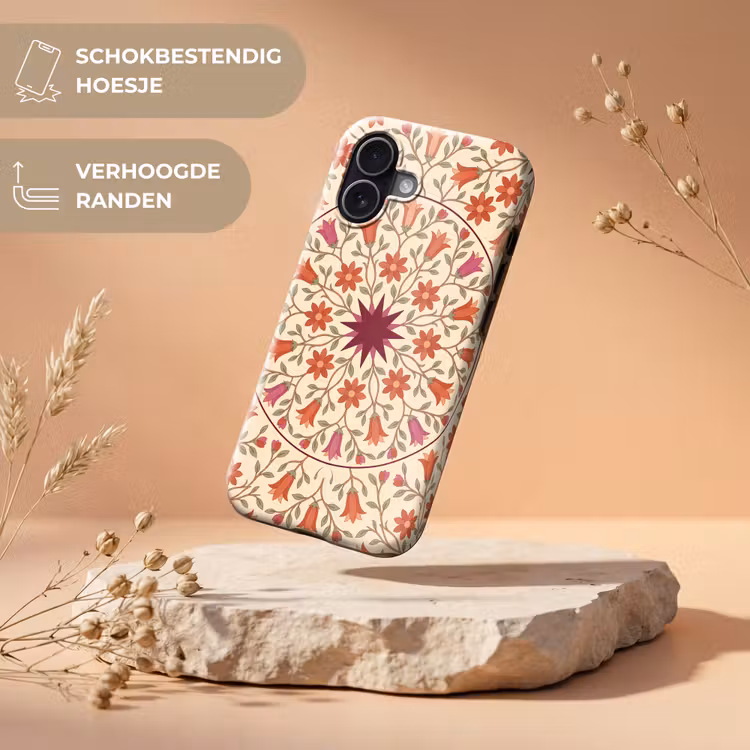 Bloemen - Mandala - Decoratief - Rood Toughcase MagSafe Apple iPhone 17 klein -USP_RandenV_NL