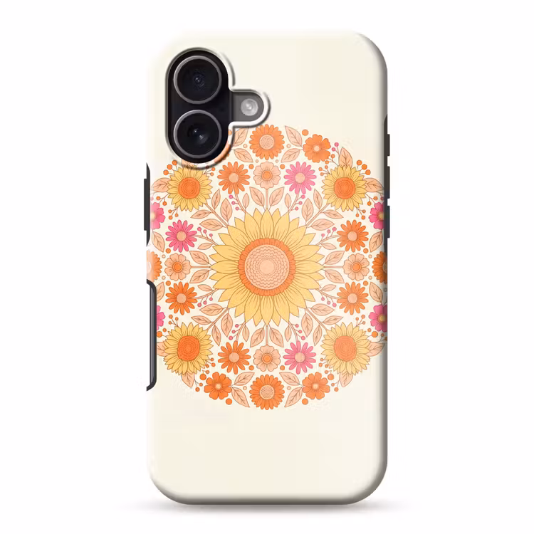 Bloemen - Mandala - Patroon - Kleurrijk Toughcase MagSafe Apple iPhone 17 klein -3d