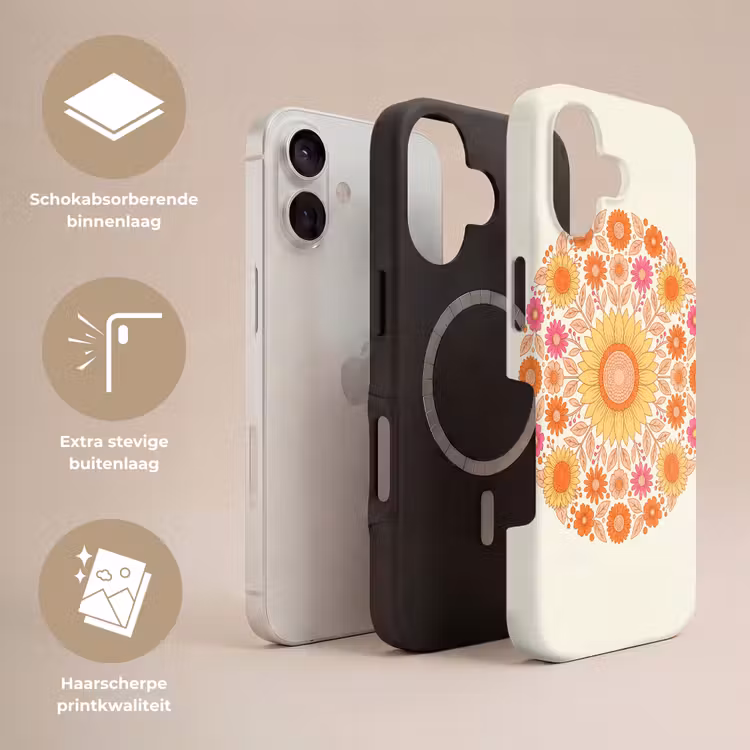 Bloemen - Mandala - Patroon - Kleurrijk Toughcase MagSafe Apple iPhone 17 klein -USP_Lagen_NL