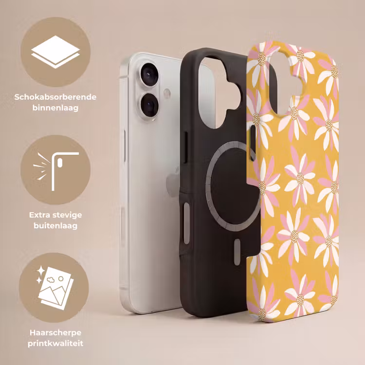 Bloemen - Modern - Geel Toughcase MagSafe Apple iPhone 17 klein 1017 -USP_Lagen_NL