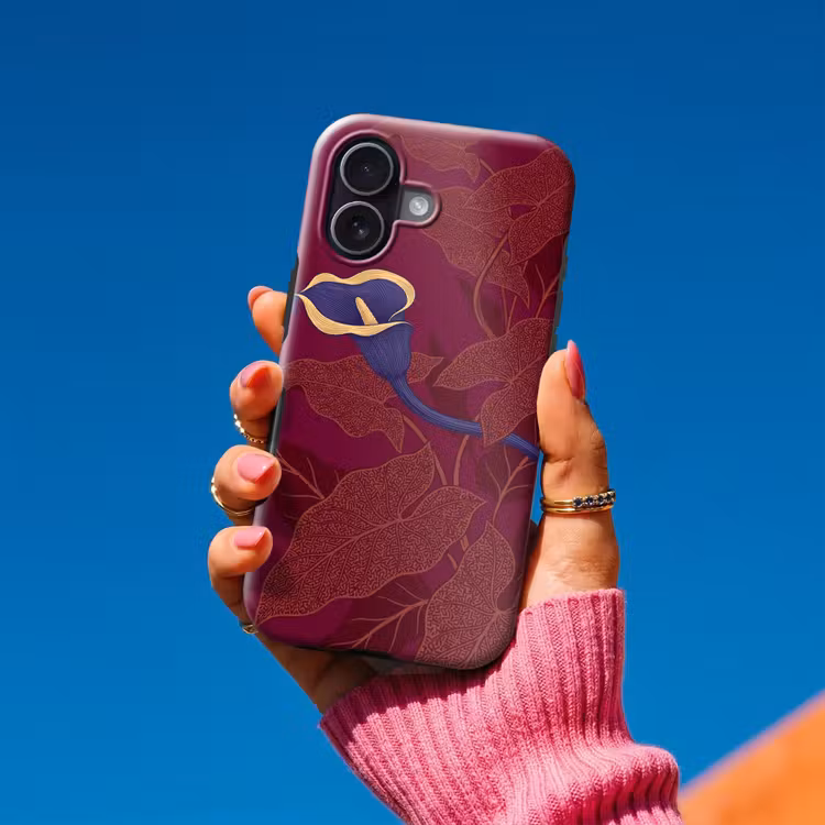 Telefoonhoesje Toughcase - Bloemen - Modern - Paars - Bloemen - Modern - Paars Toughcase MagSafe Apple iPhone 17 klein