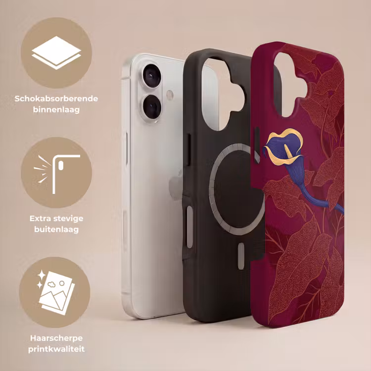 Telefoonhoesje Toughcase - Bloemen - Modern - Paars - Bloemen - Modern - Paars Toughcase MagSafe Apple iPhone 17 klein