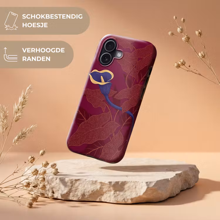 Telefoonhoesje Toughcase - Bloemen - Modern - Paars - Bloemen - Modern - Paars Toughcase MagSafe Apple iPhone 17 klein