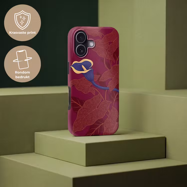 Telefoonhoesje Toughcase - Bloemen - Modern - Paars - Bloemen - Modern - Paars Toughcase MagSafe Apple iPhone 17 klein