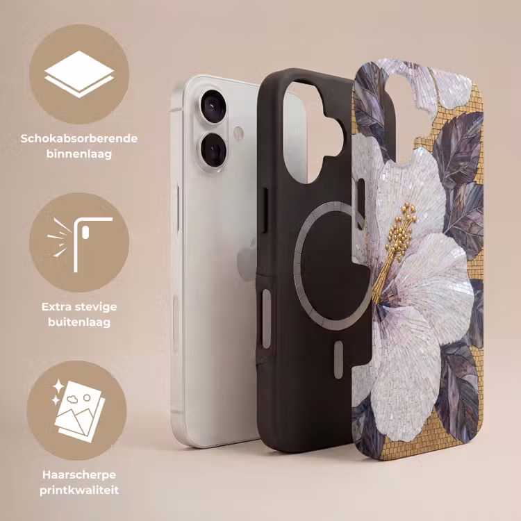 Bloemen - Mozaïek - Kunst - Modern - Goud Toughcase MagSafe Apple iPhone 17 klein -USP_Lagen_NL