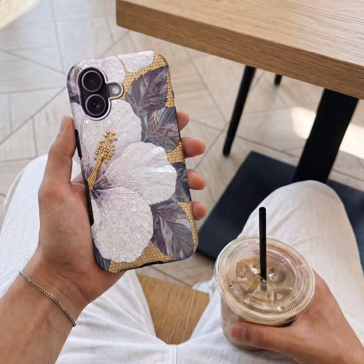 Bloemen - Mozaïek - Kunst - Modern - Goud Toughcase MagSafe Apple iPhone 17 klein -Sfeer1M