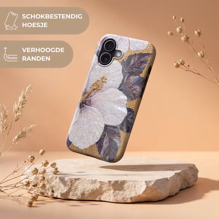 Bloemen - Mozaïek - Kunst - Modern - Goud Toughcase MagSafe Apple iPhone 17 klein -USP_RandenV_NL