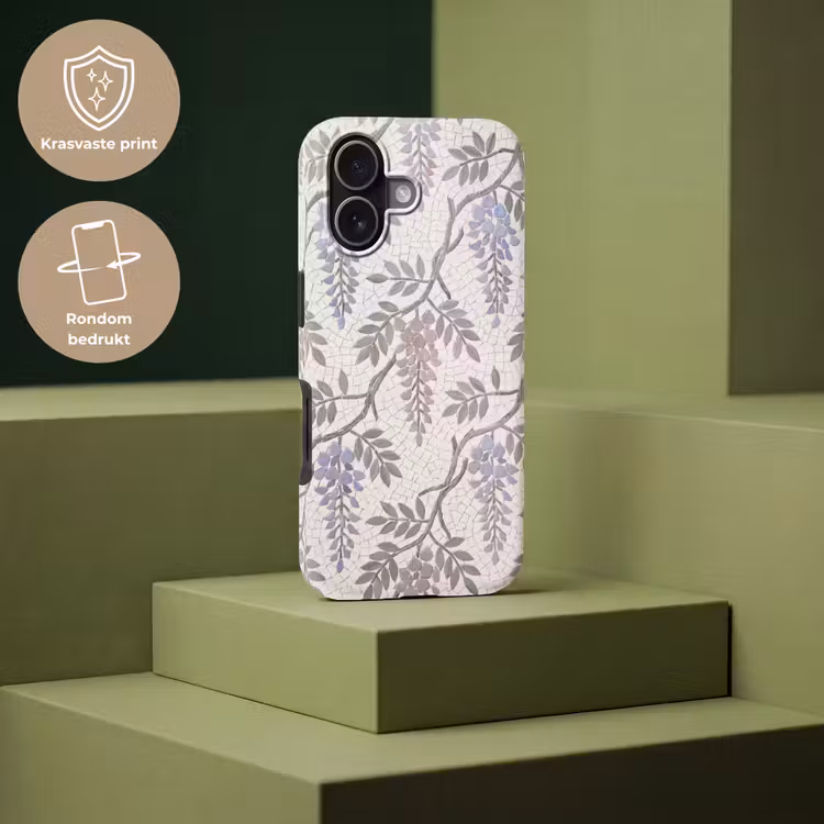 Bloemen - Mozaïek - Natuur - Patroon - Paars Toughcase MagSafe Apple iPhone 17 klein -USP_PrintM_NL