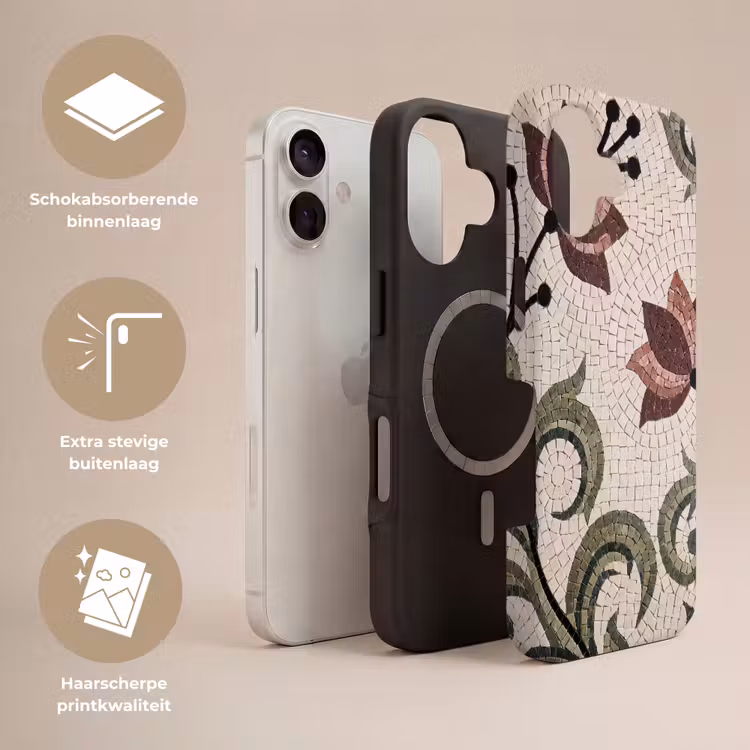 Bloemen - Mozaïek - Patroon - Abstract - Groen Toughcase MagSafe Apple iPhone 17 klein -USP_Lagen_NL