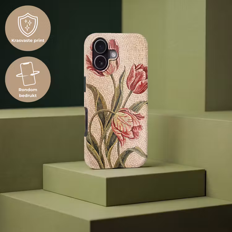 Bloemen - Mozaïek - Rood - Groen - Kunst Toughcase MagSafe Apple iPhone 17 klein -USP_PrintM_NL