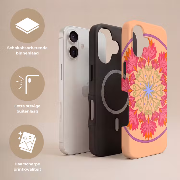 Bloemen - Patroon - Abstract - Roze - Decoratief Toughcase MagSafe Apple iPhone 17 klein -USP_Lagen_NL
