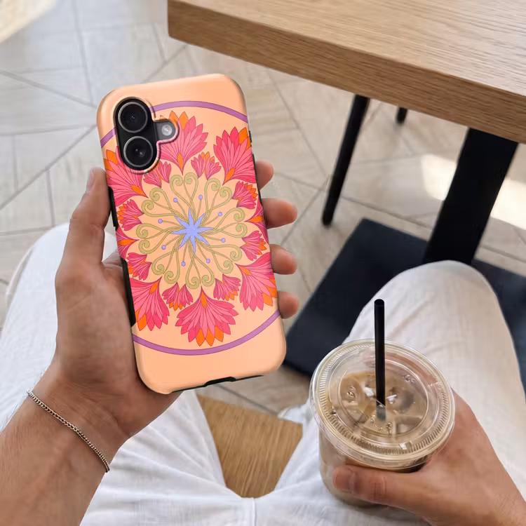 Bloemen - Patroon - Abstract - Roze - Decoratief Toughcase MagSafe Apple iPhone 17 klein -Sfeer1M