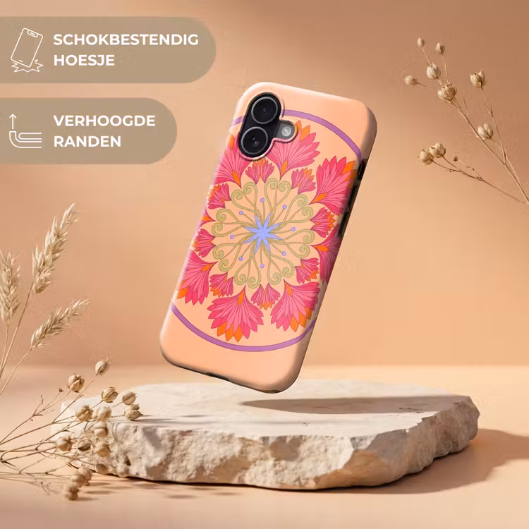 Bloemen - Patroon - Abstract - Roze - Decoratief Toughcase MagSafe Apple iPhone 17 klein -USP_RandenV_NL