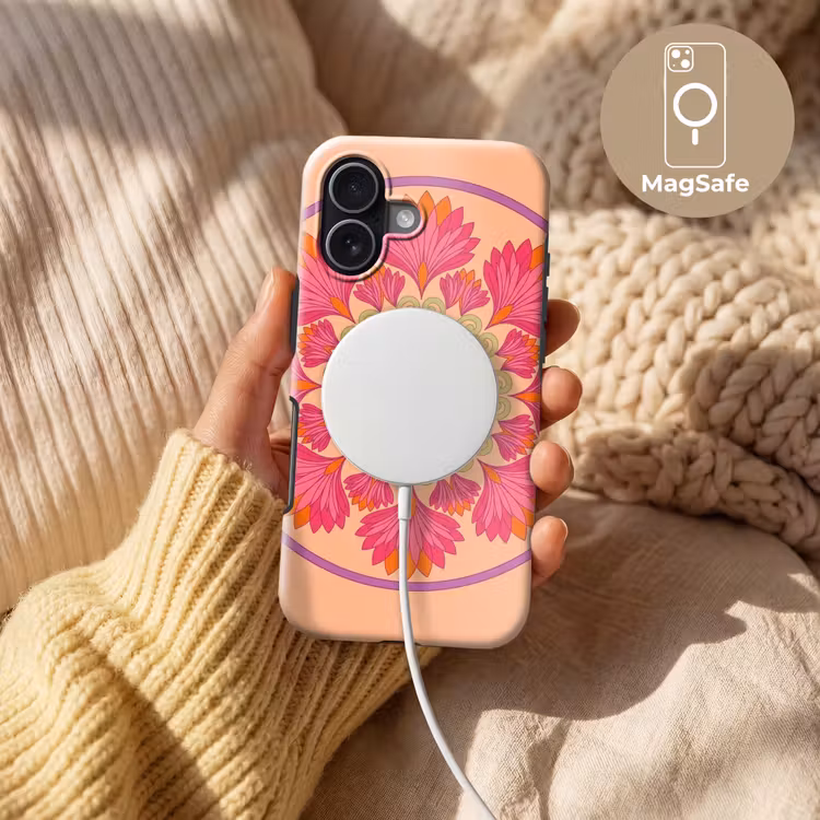 Bloemen - Patroon - Abstract - Roze - Decoratief Toughcase MagSafe Apple iPhone 17 klein -USP_MagsafeV