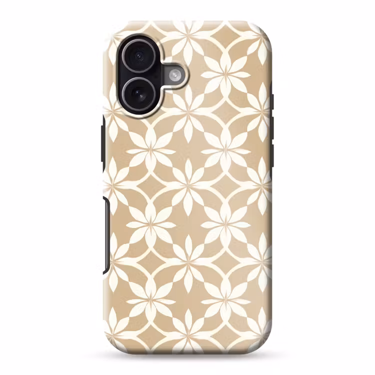 Bloemen - Patroon - Beige Toughcase MagSafe Apple iPhone 17 klein 1017 -3d