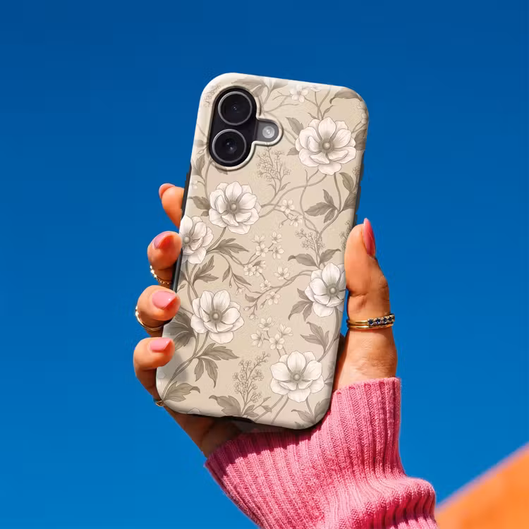 Bloemen - Patroon - Beige Toughcase MagSafe Apple iPhone 17 klein -Sfeer1V