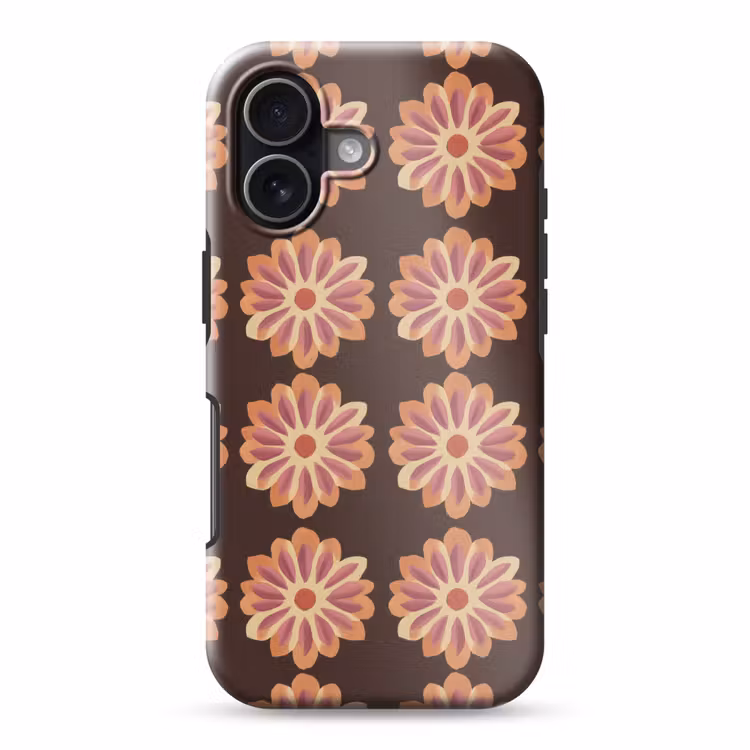 Bloemen - Patroon - Bruin Toughcase MagSafe Apple iPhone 17 klein 1017 -3d