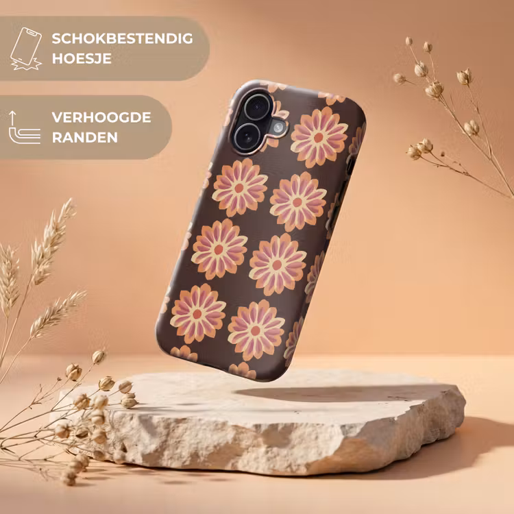 Bloemen - Patroon - Bruin Toughcase MagSafe Apple iPhone 17 klein 1017 -USP_RandenV_NL