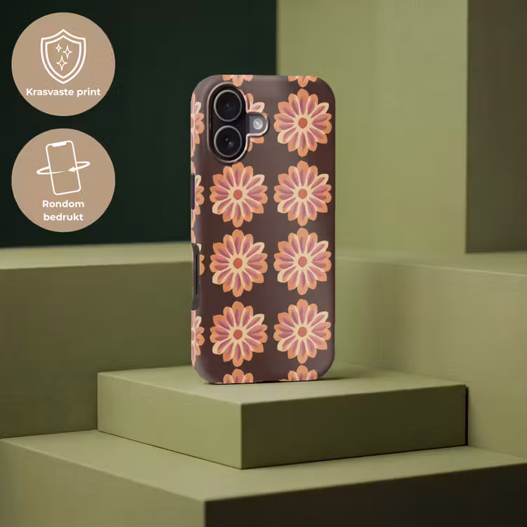 Bloemen - Patroon - Bruin Toughcase MagSafe Apple iPhone 17 klein 1017 -USP_PrintM_NL