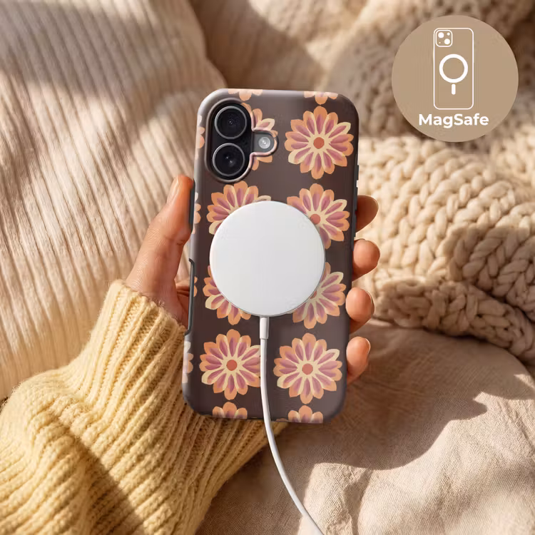 Bloemen - Patroon - Bruin Toughcase MagSafe Apple iPhone 17 klein 1017 -USP_MagsafeV