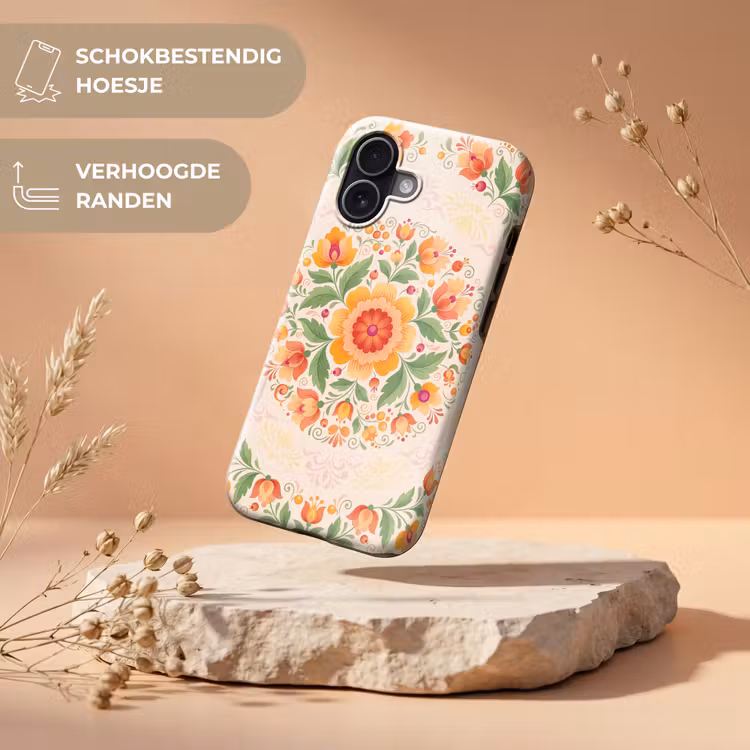 Bloemen - Patroon - Decoratief - Oranje Toughcase MagSafe Apple iPhone 17 klein -USP_RandenV_NL