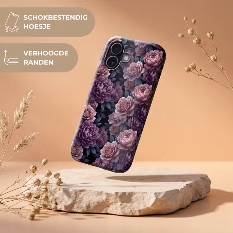 Bloemen - Patroon - Donker - Botanisch - Paars Toughcase MagSafe Apple iPhone 17 klein -USP_RandenV_NL